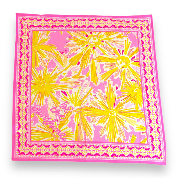Lilly Pulitzer Accessories Lilly Pulitzer Womens Be The Sunshine Bandana Scarf Pink Yellow